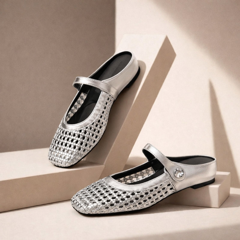 Woven Mary Jane Mule Flats