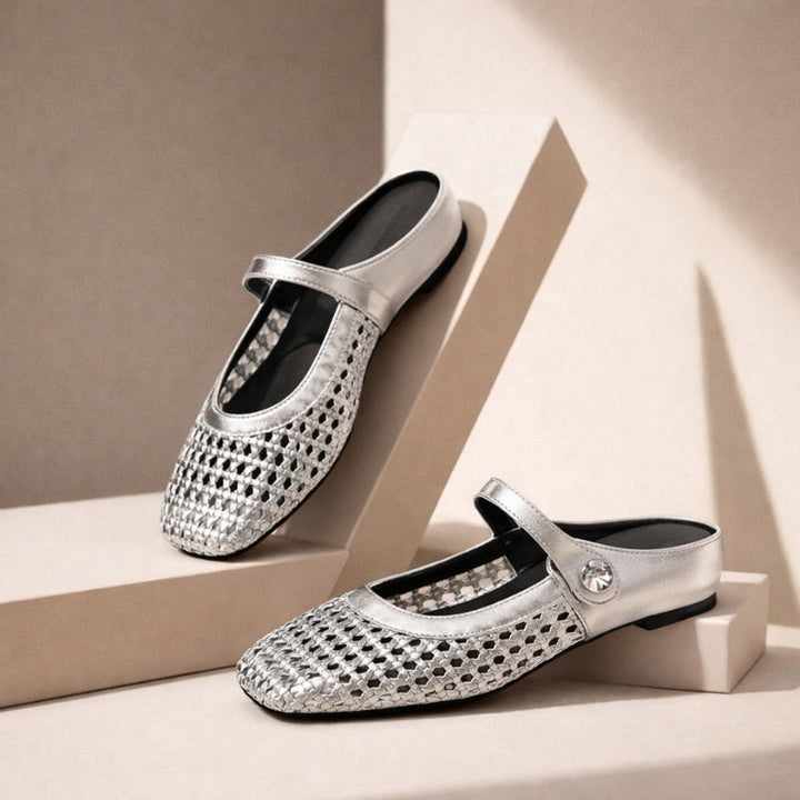 Woven Mary Jane Mule Flats