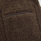 Women's Reversible Brown Teddy Jacket with Turn-Down Collar