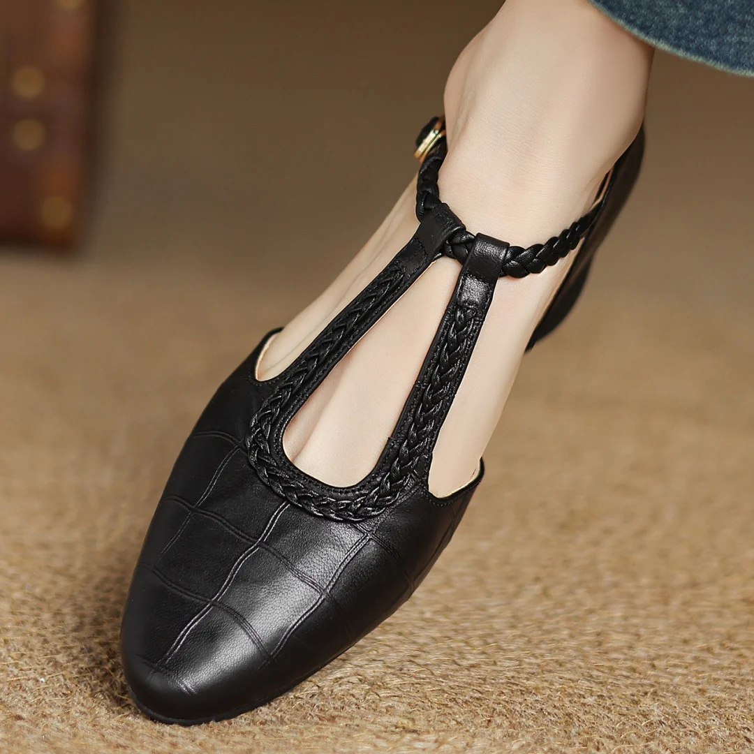 Zapatos planos Mary Jane de punta puntiaguda