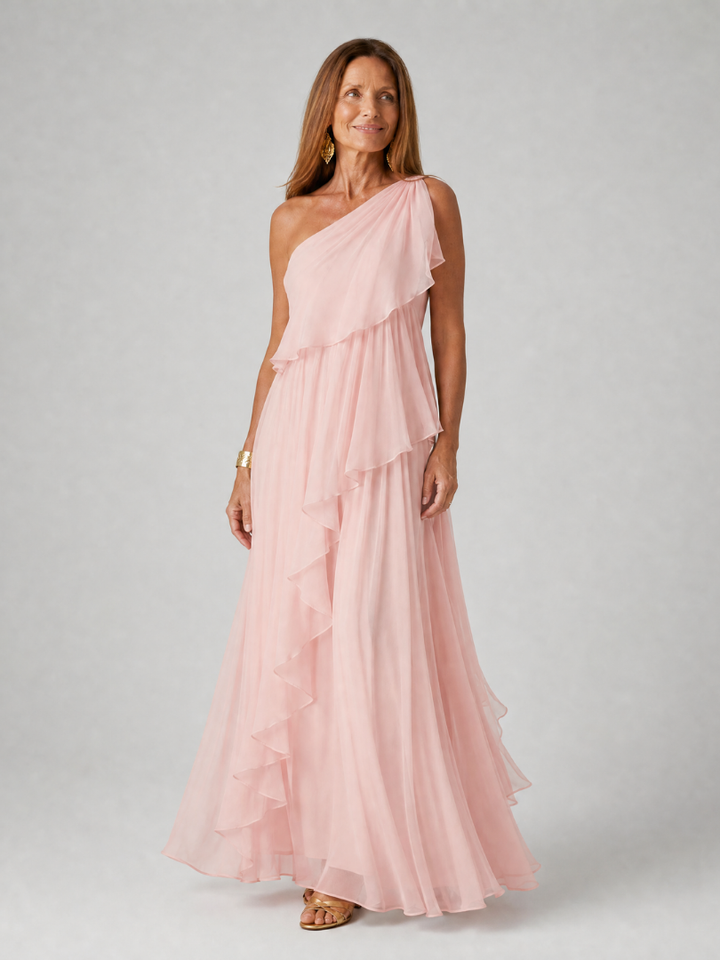 One-Shoulder Ruffle Maxi Dress
