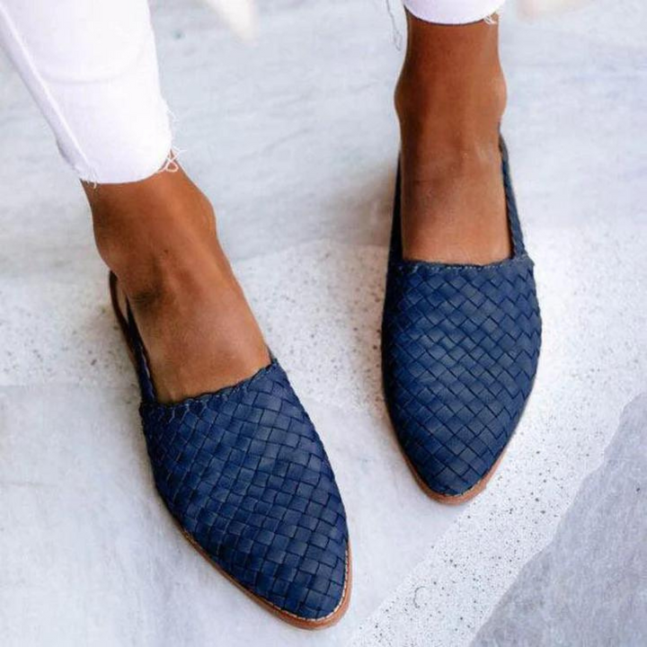Woven Vegan Leather Ballerinas