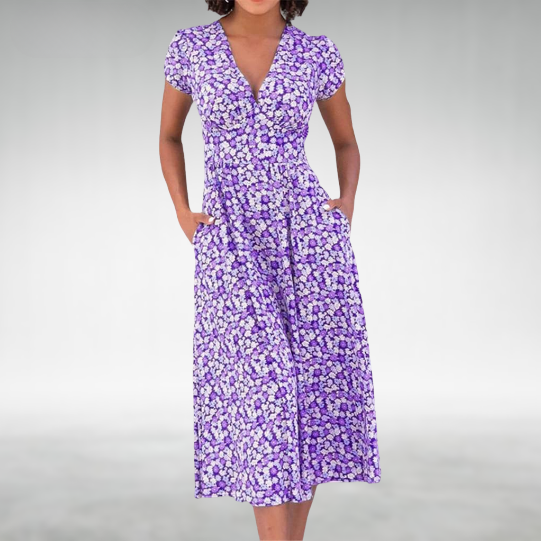 Versatile Effortless Style V-Neck Summer Dress for Women