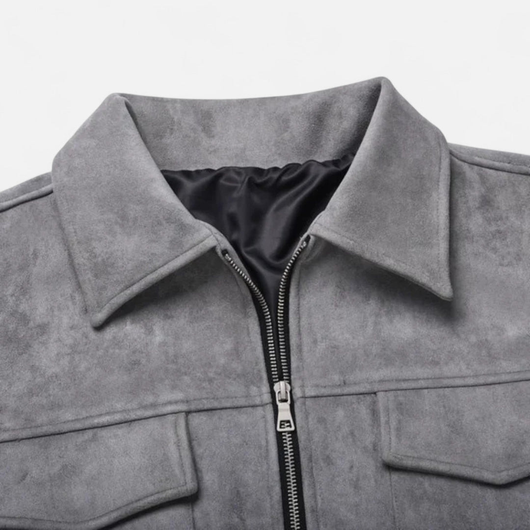 Men’s Refined Street-Inspired Loose-Fit Suede Jacket