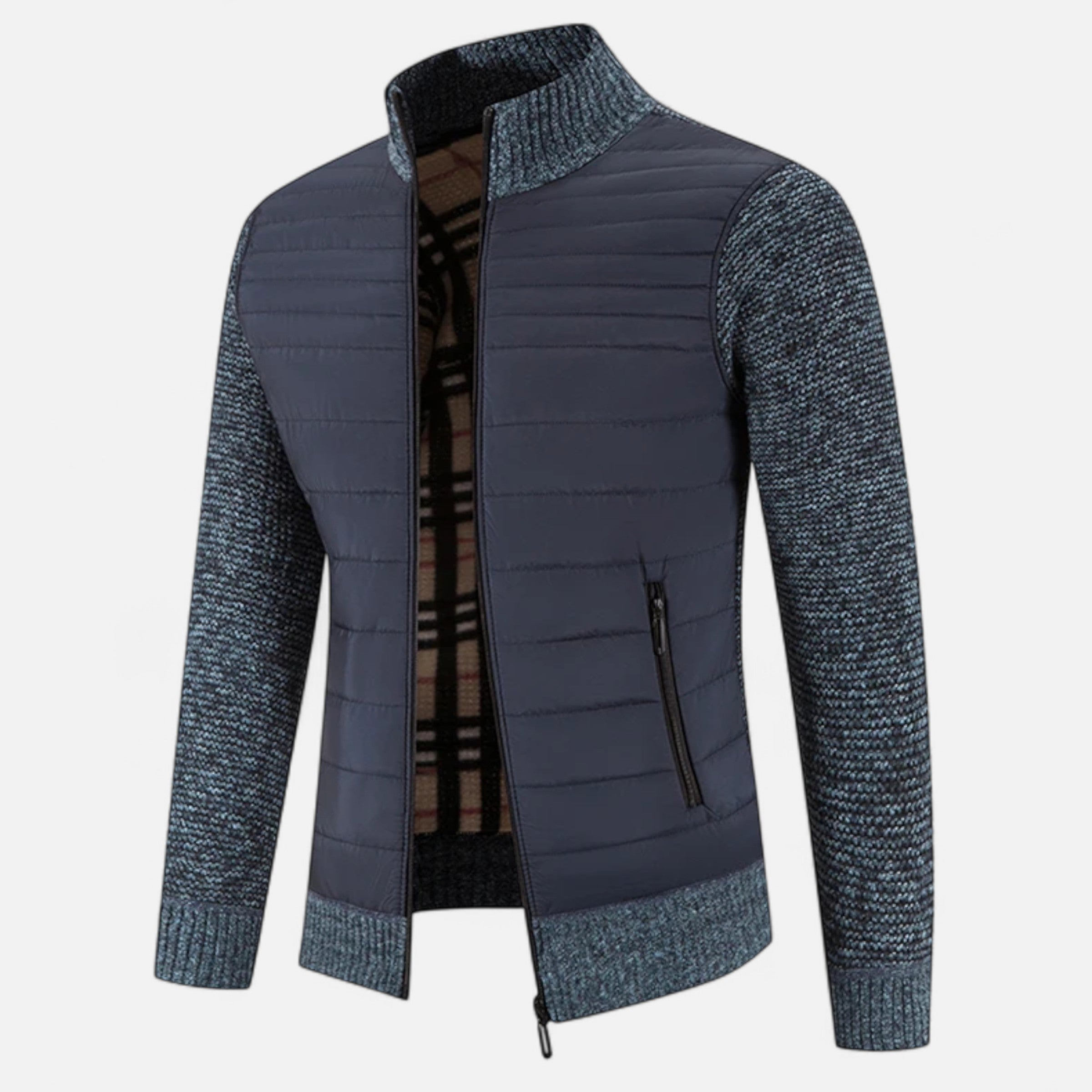 Men's Fleece Patchwork Stand-Collar Jacket