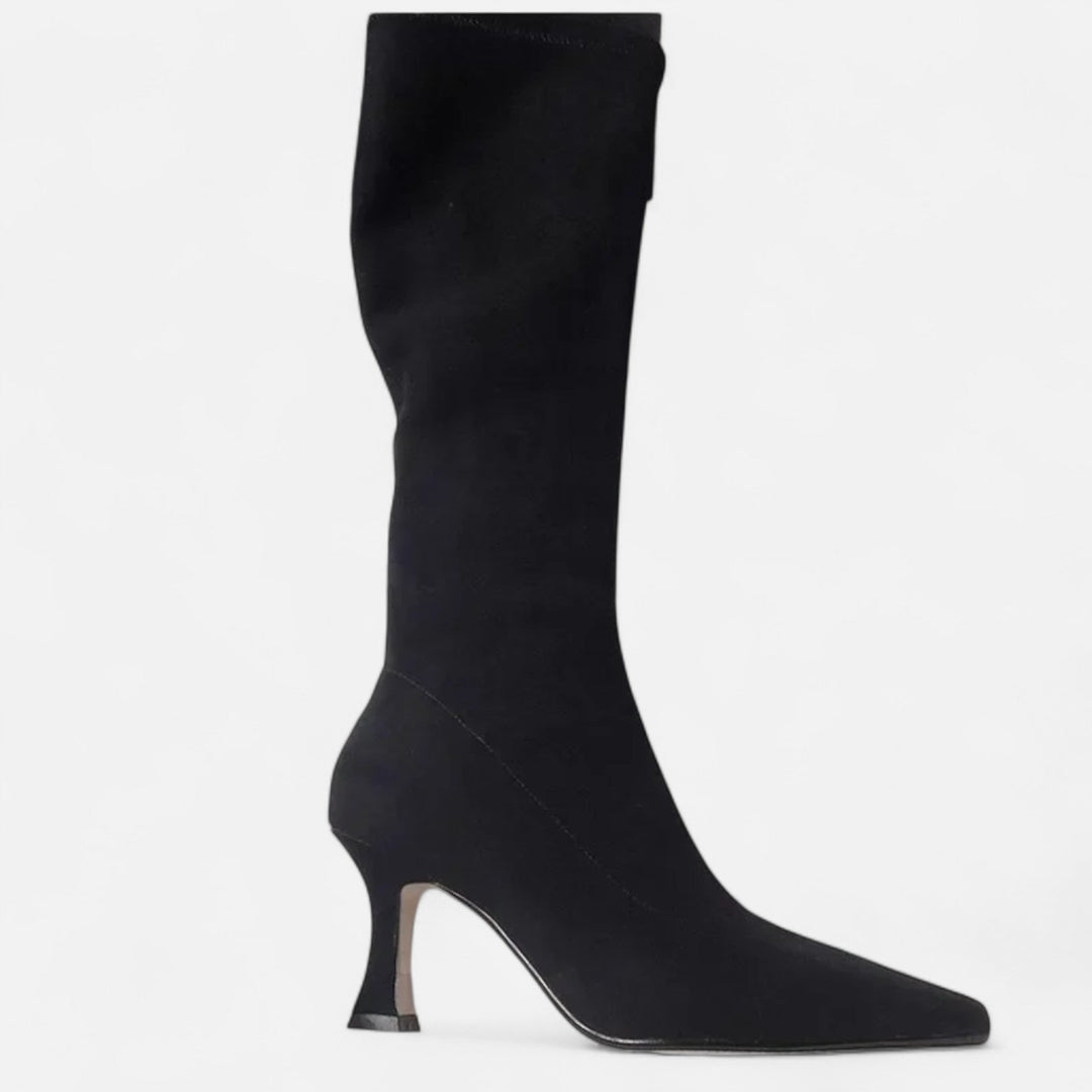 Botas femeninas lujosas, ajustadas, de temporada, altas hasta el muslo, con tacón