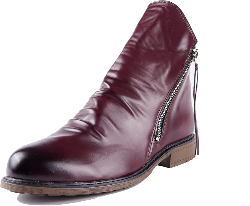 Stylish Elegance Sturdy Leather Men's Boots with Side Zipper