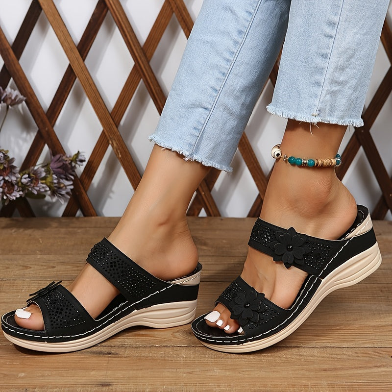 Sandali Comfort con Zeppa e Fascia Scivolata