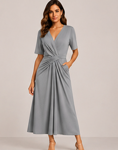 Abito Midi Minimalista con Linee Pulite