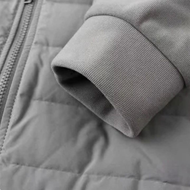 Men’s Trendy Spliced Quilted Hooded Down Jacket for Cold Season