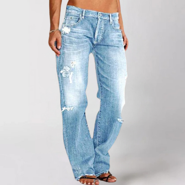 Jeans da donna classici outdoor a vita media con gamba dritta