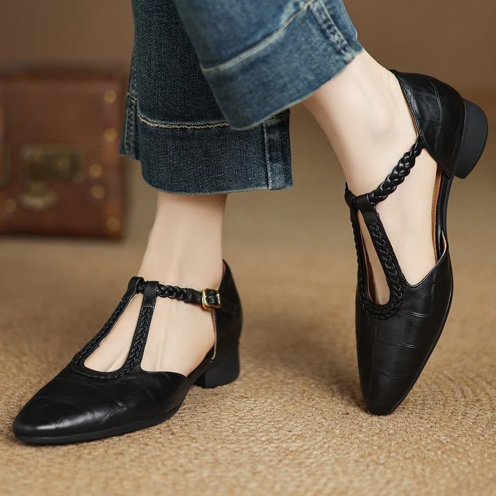 Zapatos planos Mary Jane de punta puntiaguda