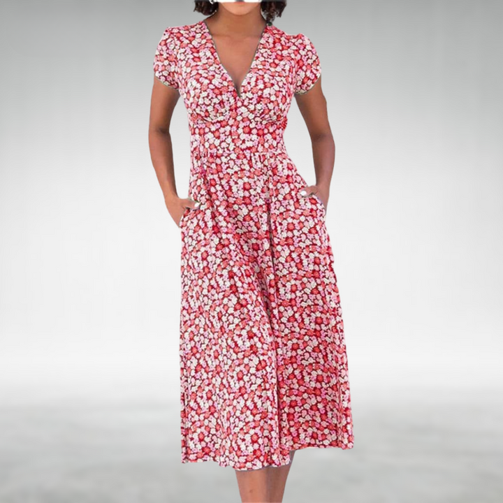 Versatile Effortless Style V-Neck Summer Dress for Women