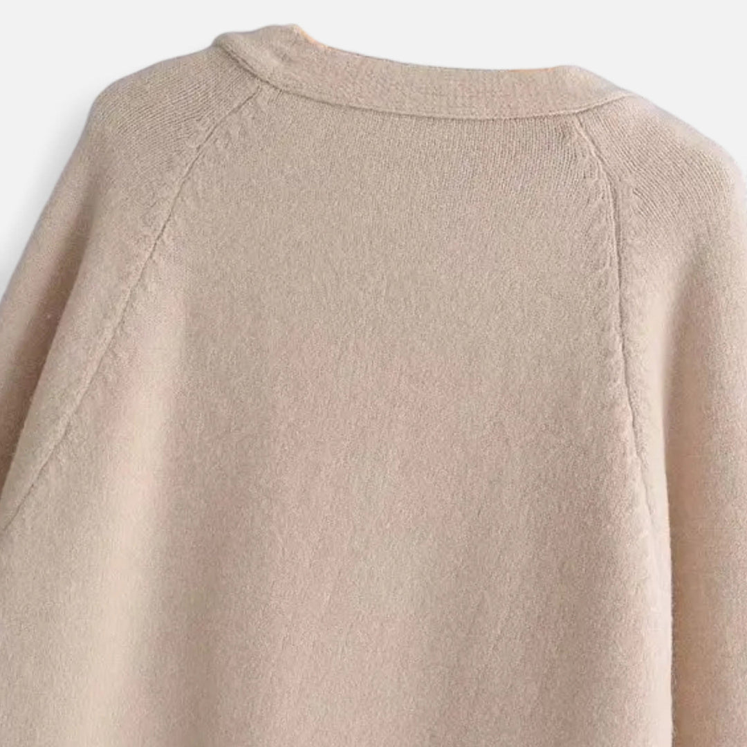 Women’s Warm V-Neckline Knitted Seasonal Long Cardigan with Functional Pockets