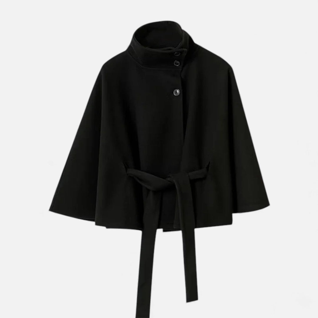 Cappotto mantella classico da donna sofisticato con cintura e taglio fluido