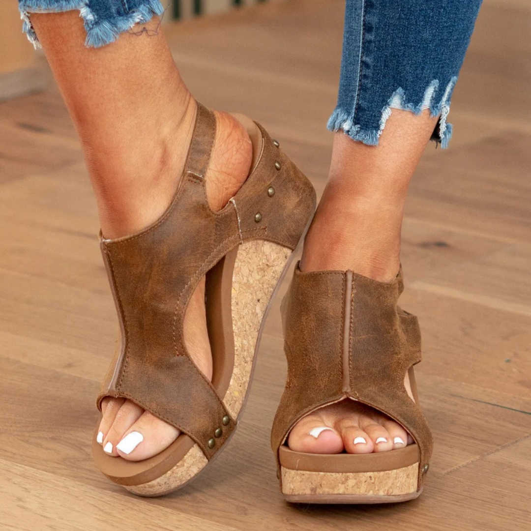 Suede Wedge Sandals with Cushioned Support