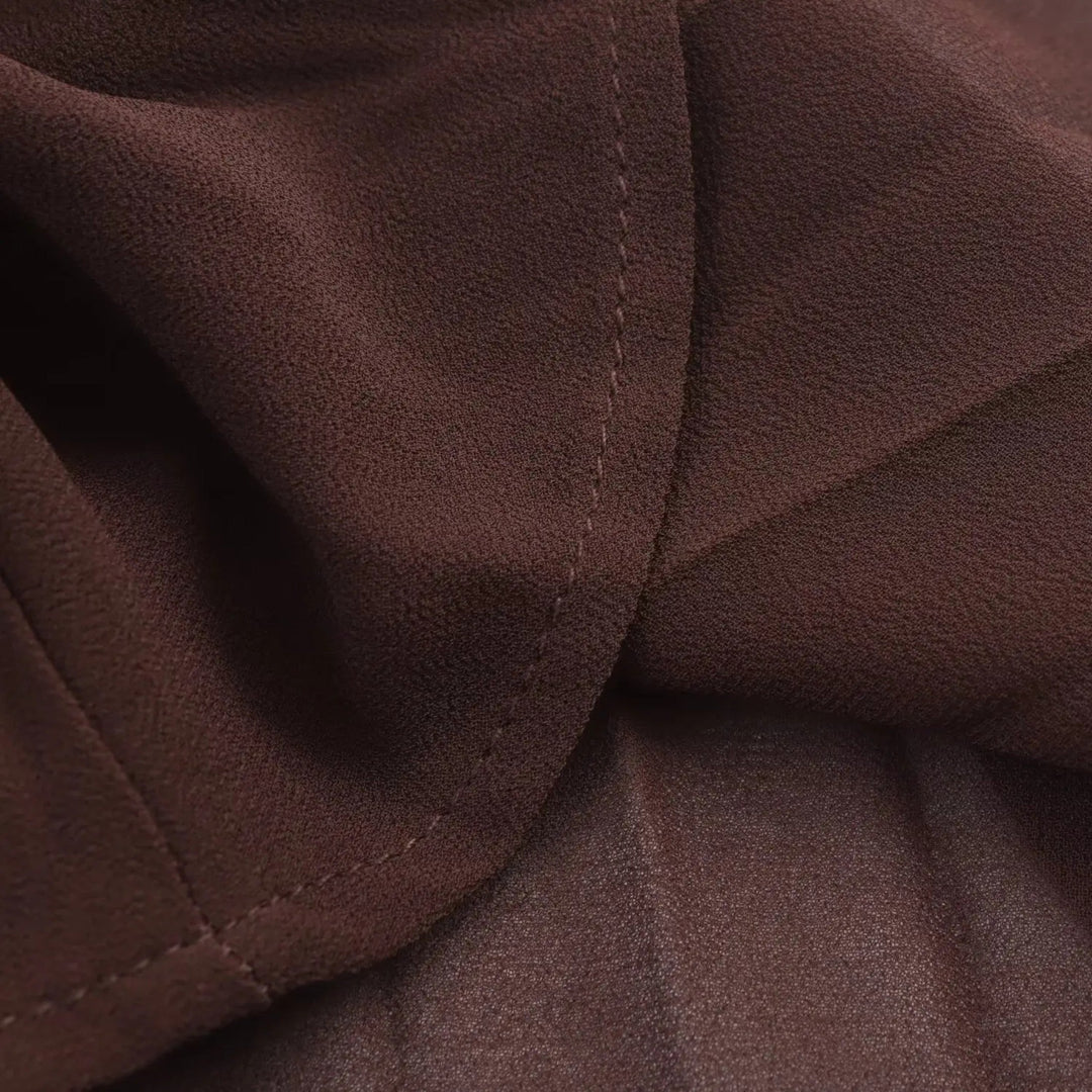 Vestito Midi da Donna con Maniche Lunghe in Chiffon e Colletto a Risvolto