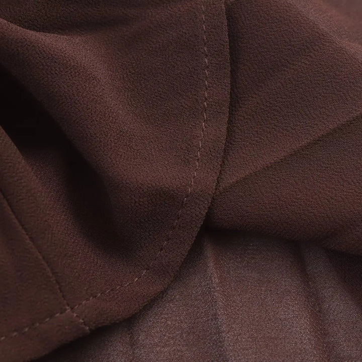Vestito Midi da Donna con Maniche Lunghe in Chiffon e Colletto a Risvolto
