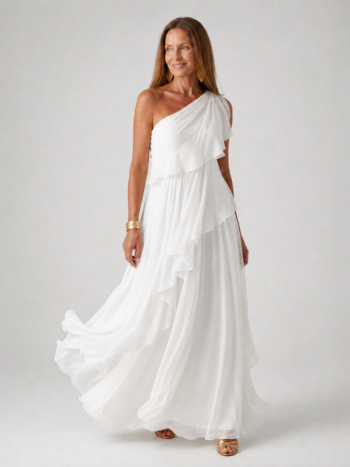 One-Shoulder Ruffle Maxi Dress