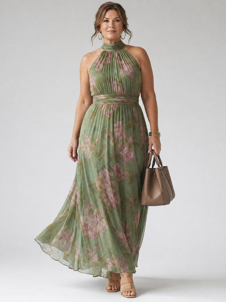 Gathered Halter Midi Dress