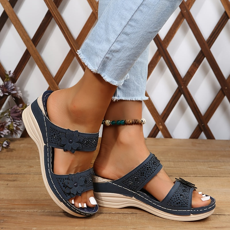 Sandali Comfort con Zeppa e Fascia Scivolata