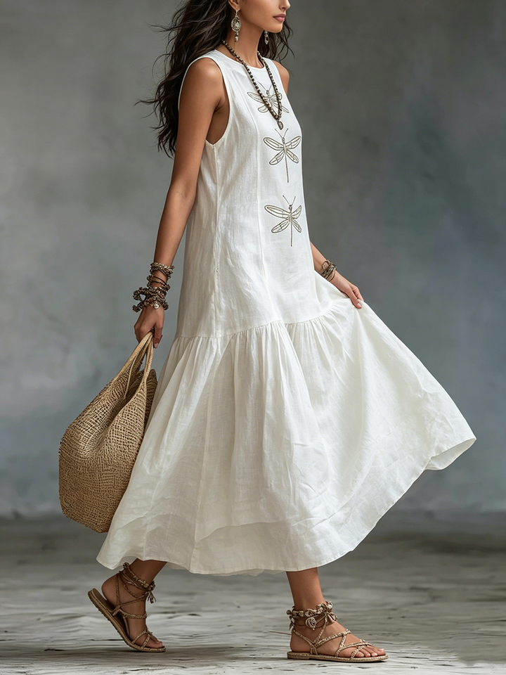 Sleeveless Cotton Linen Maxi Dress