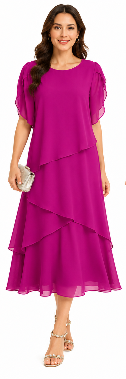 Vestido midi clásico de gasa