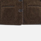 Women's Reversible Brown Teddy Jacket with Turn-Down Collar