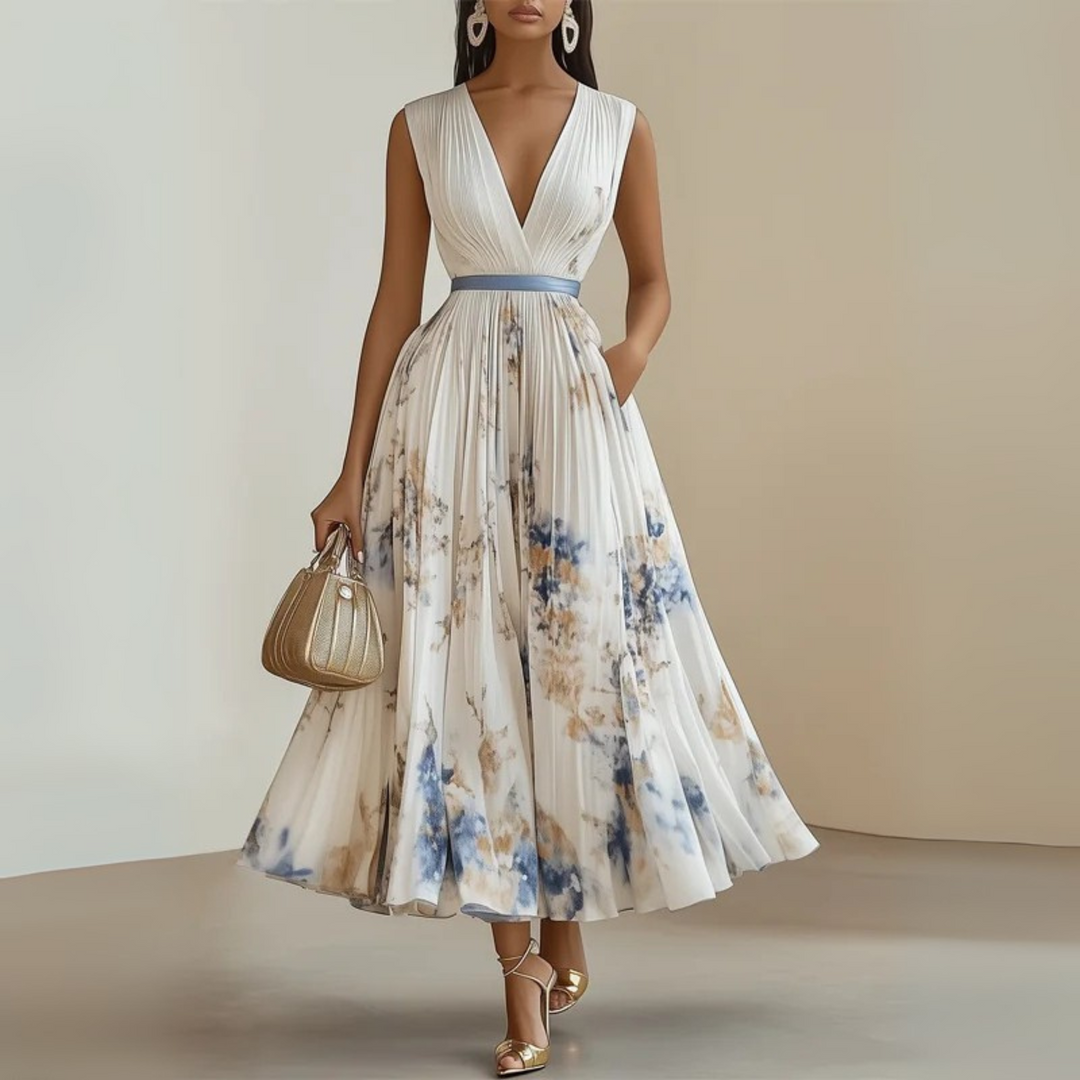 Vestido maxi veraniego sin mangas y fluido