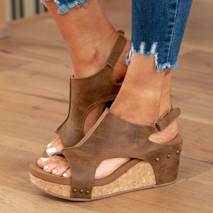 Suede Platform Wedge Sandals