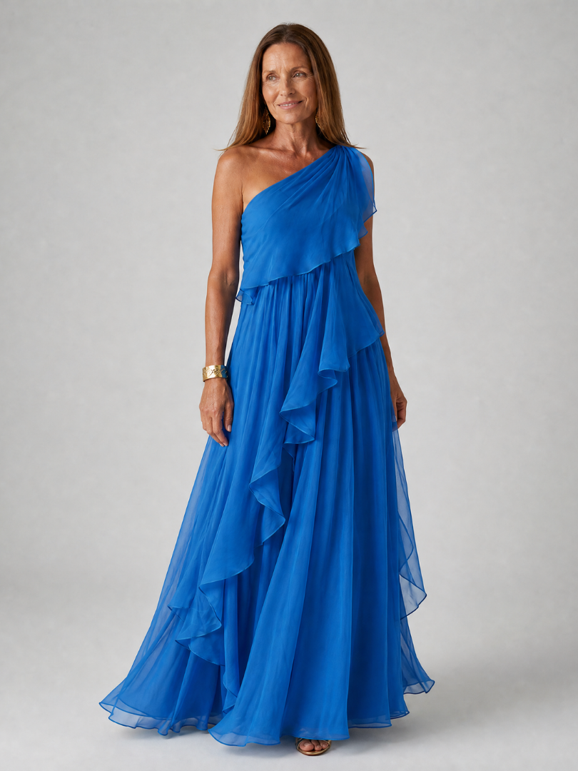 One-Shoulder Ruffle Maxi Dress