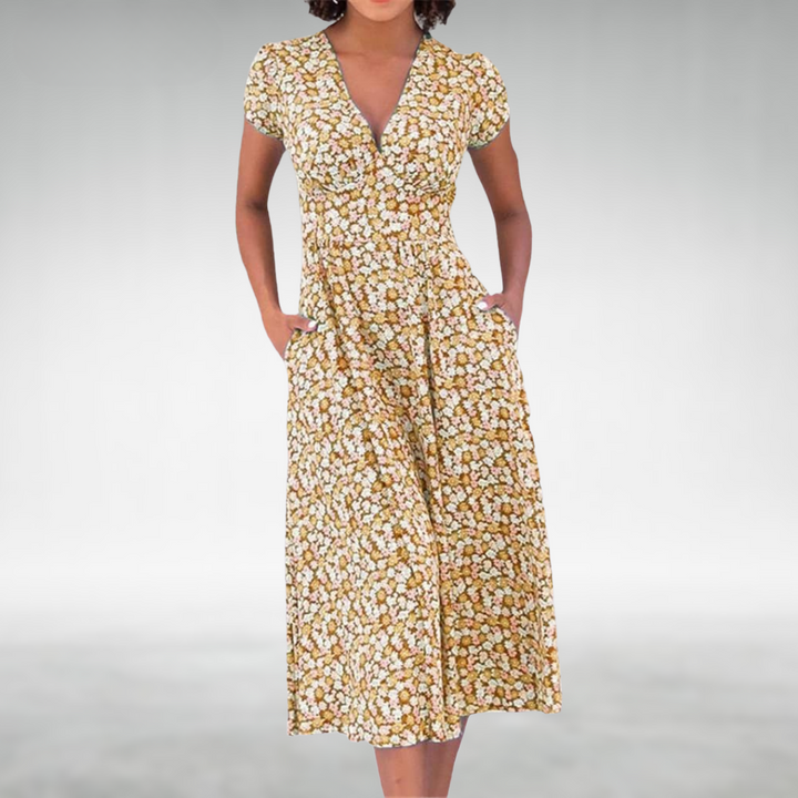 Versatile Effortless Style V-Neck Summer Dress for Women
