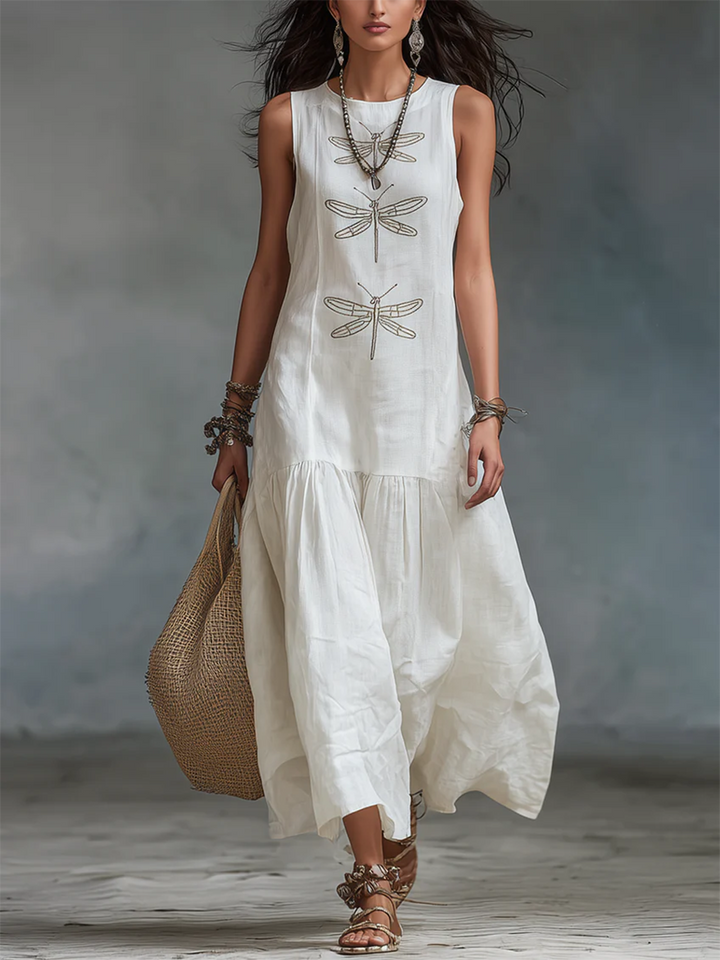 Sleeveless Cotton Linen Maxi Dress