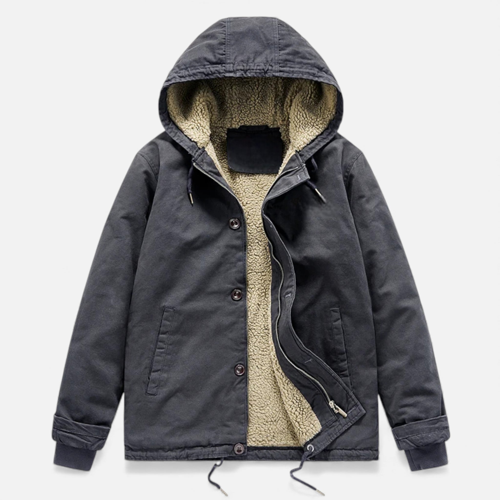 Men's Lamb Fleece Hooded Winter Coat