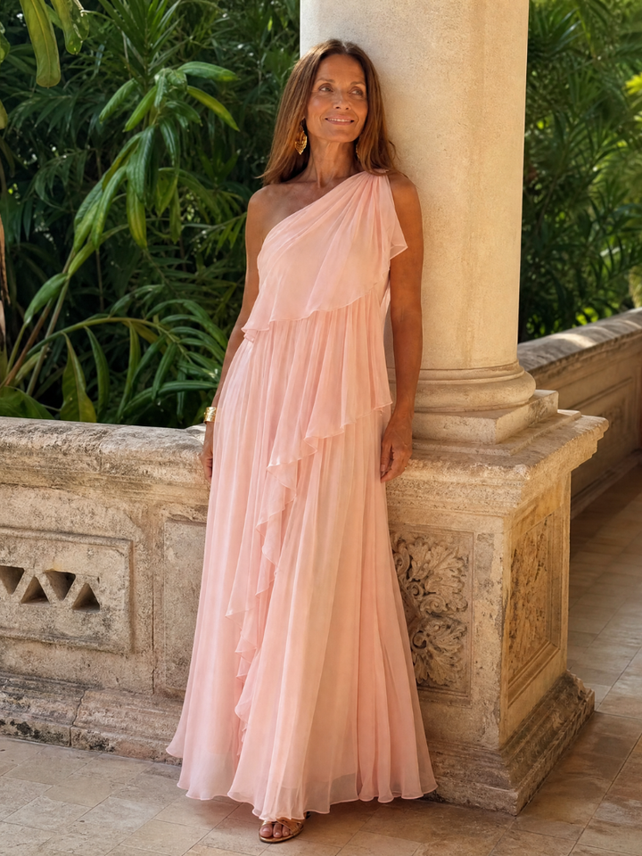 One-Shoulder Ruffle Maxi Dress