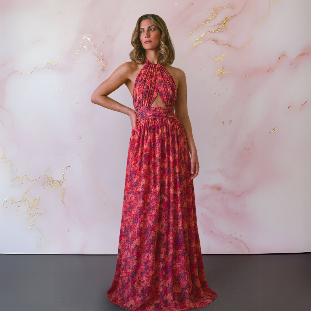 Elegancka kwiatowa sukienka maxi