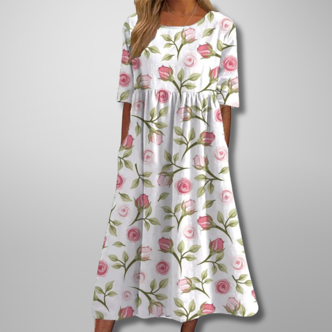 Relaxed Floral Midi Dress