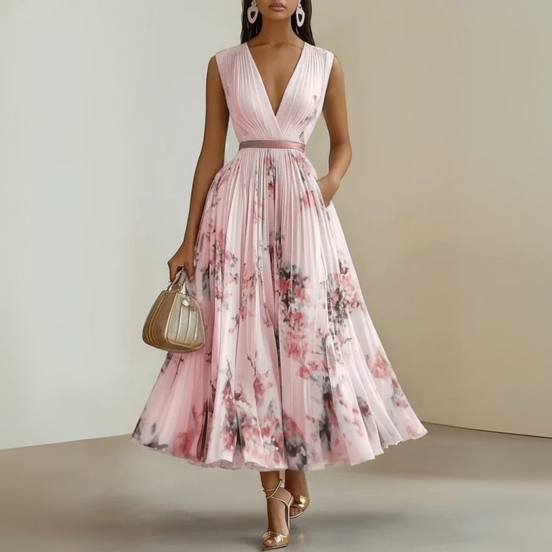 Vestido maxi veraniego sin mangas y fluido