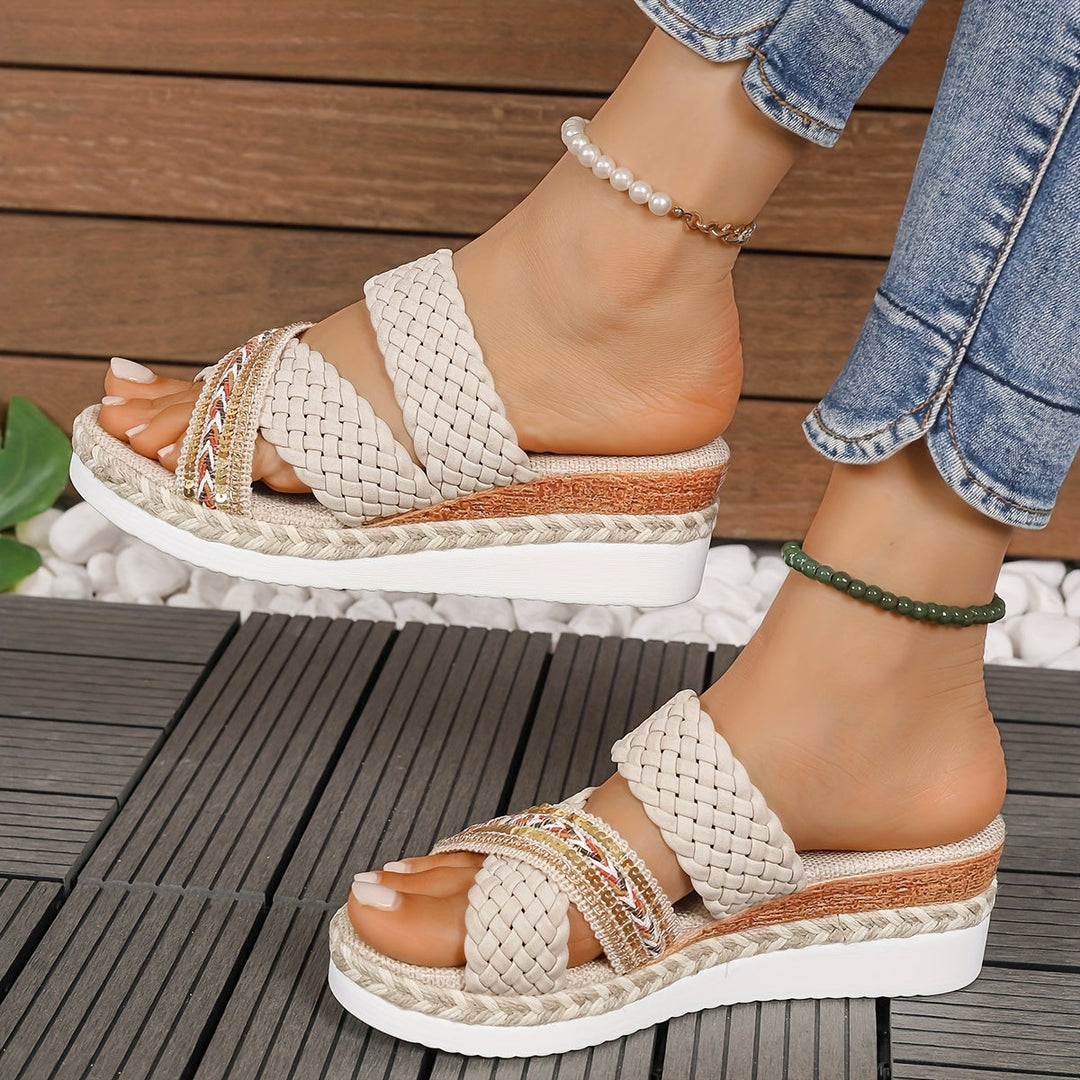Woven Slip-On Comfort Sandals