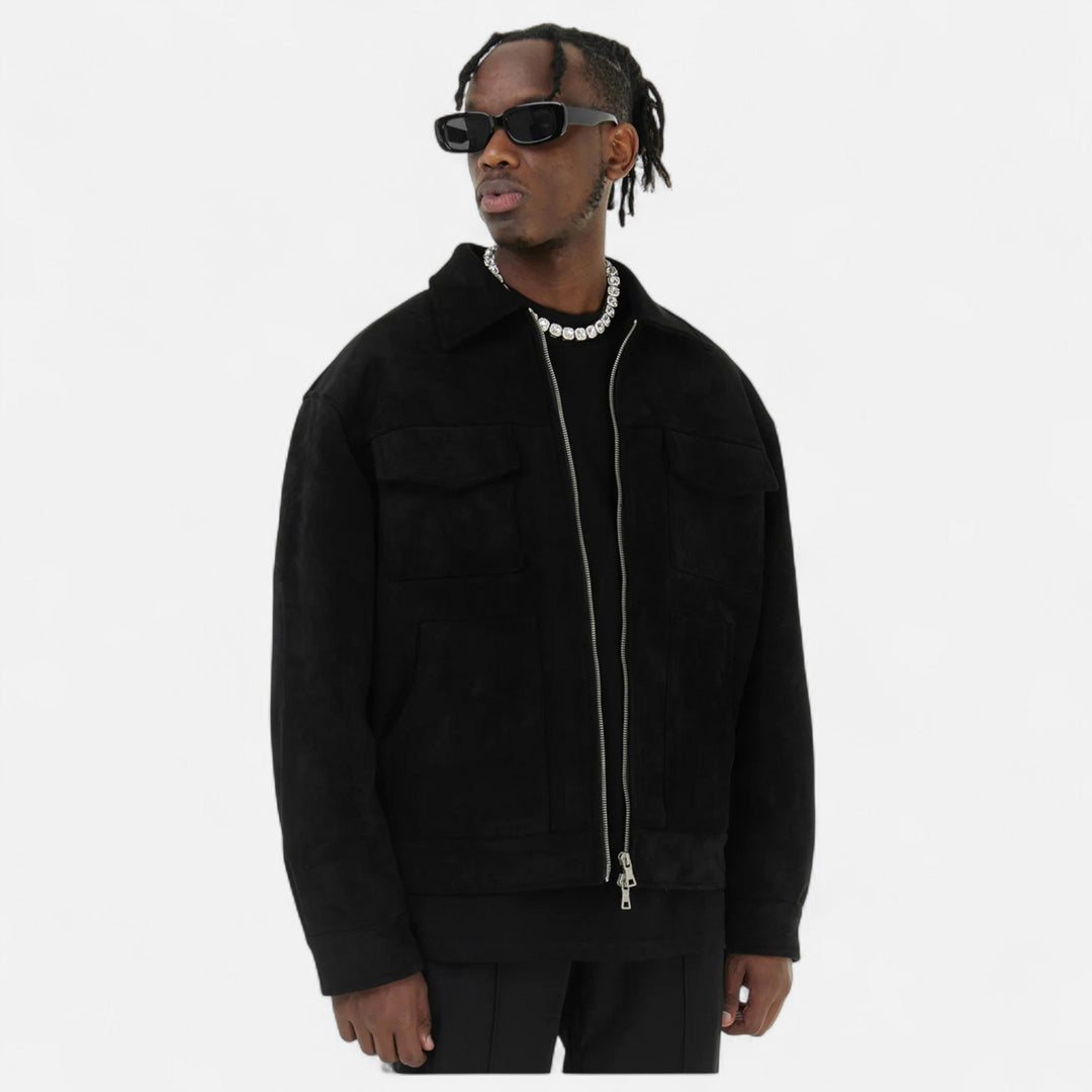 Men’s Refined Street-Inspired Loose-Fit Suede Jacket