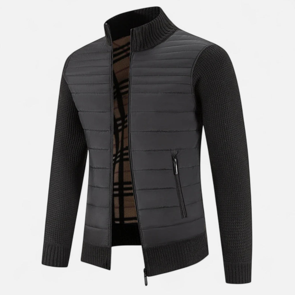 Men's Fleece Patchwork Stand-Collar Jacket