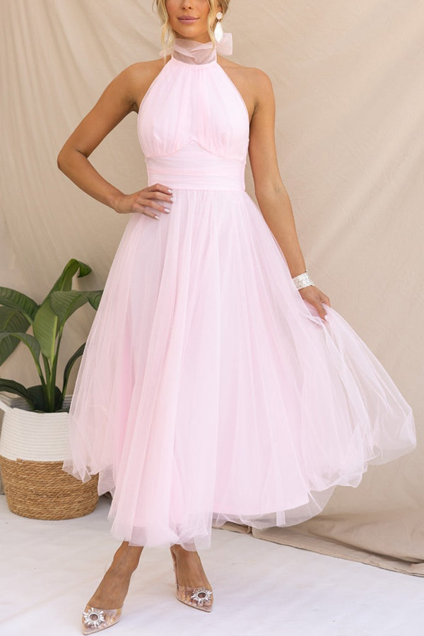 Abito Maxi in Tulle per Occasioni con Strati Romantici