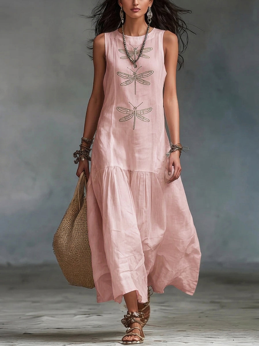 Sleeveless Cotton Linen Maxi Dress