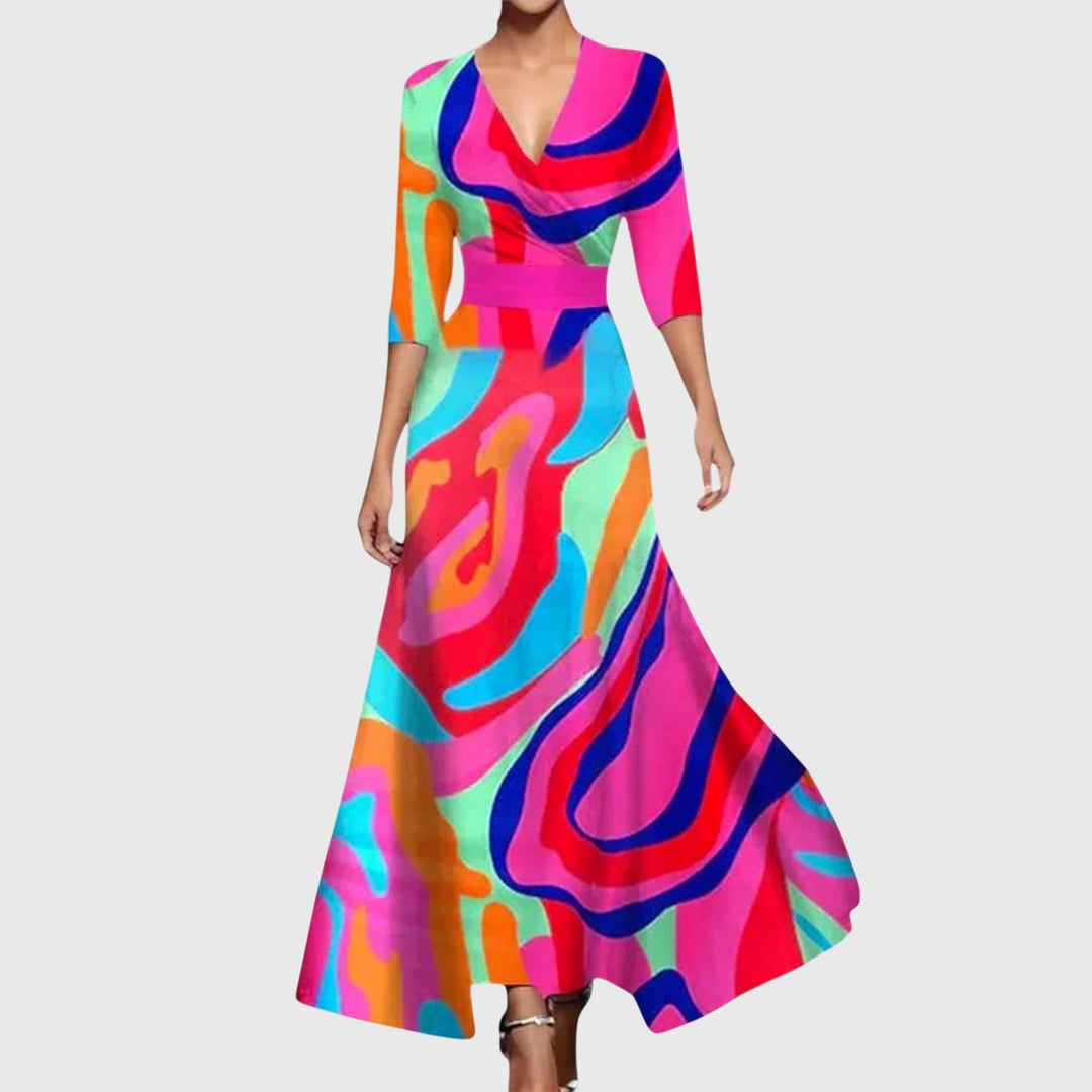 Elegancka kwiatowa sukienka maxi