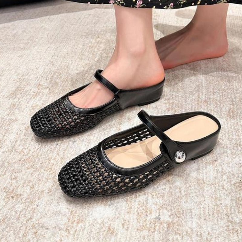 Woven Mary Jane Mule Flats