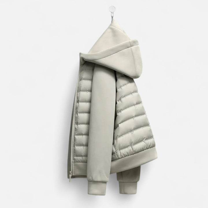 Men’s Trendy Spliced Quilted Hooded Down Jacket for Cold Season