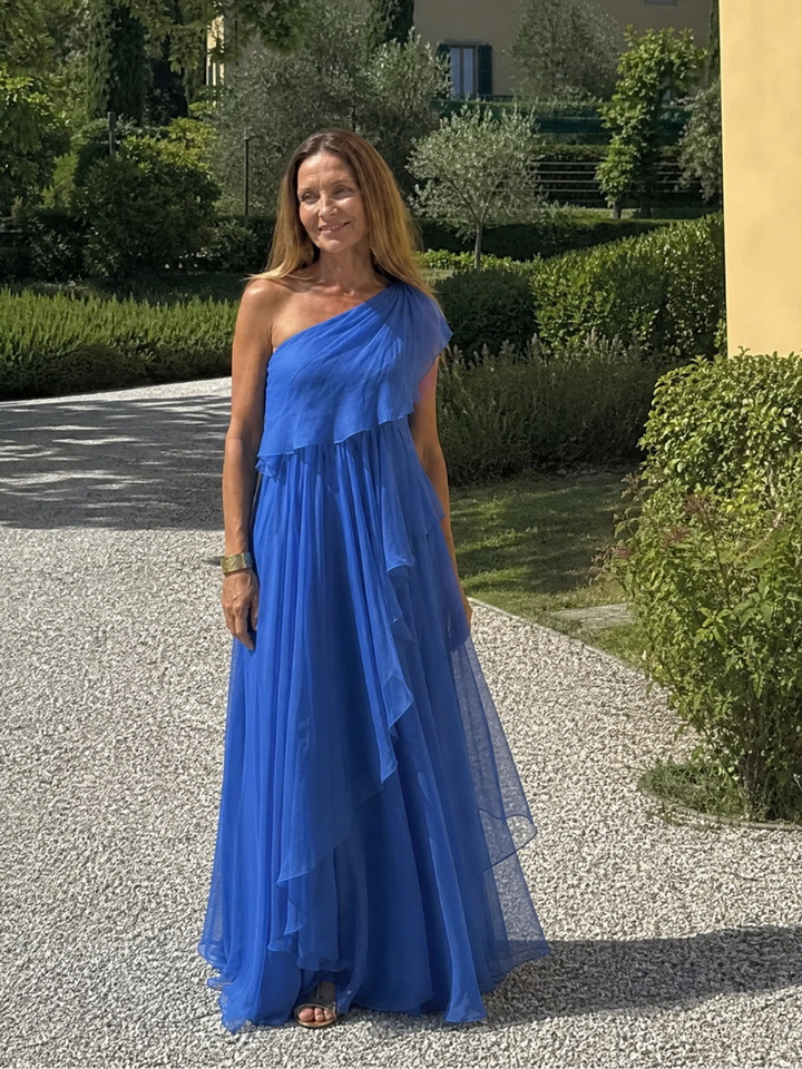 One-Shoulder Ruffle Maxi Dress