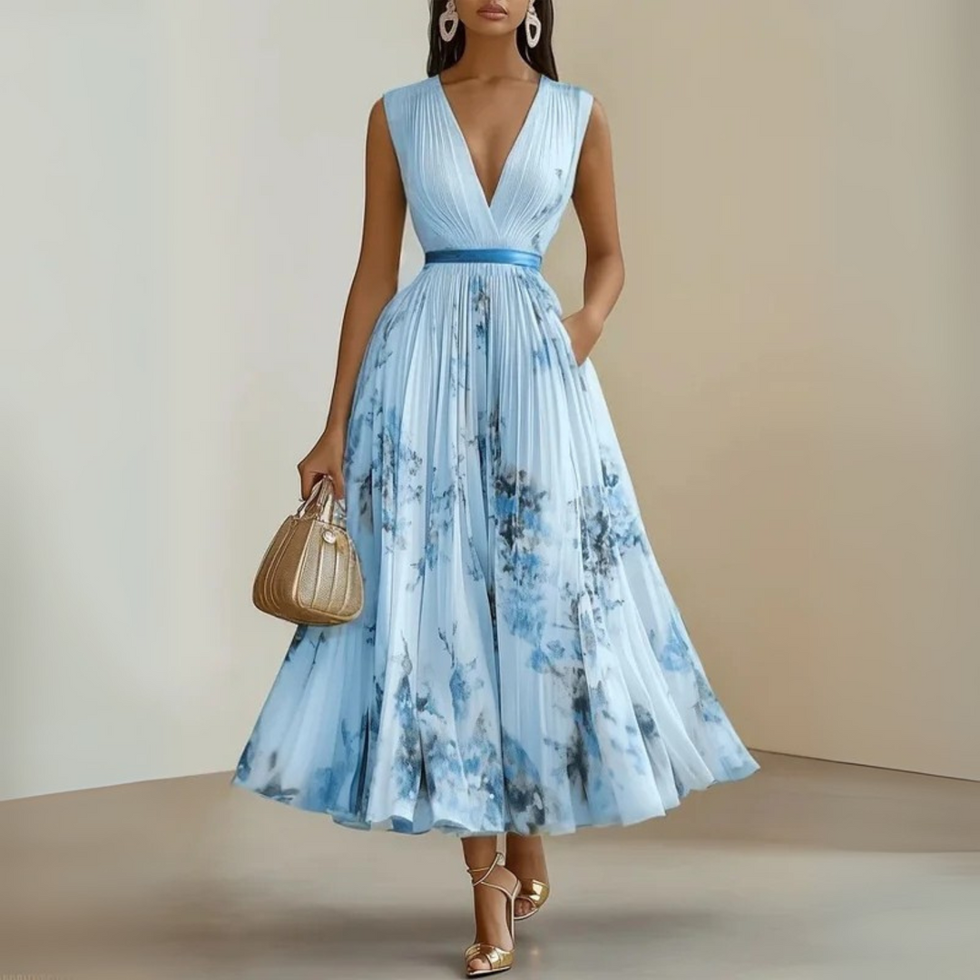 Vestido maxi veraniego sin mangas y fluido