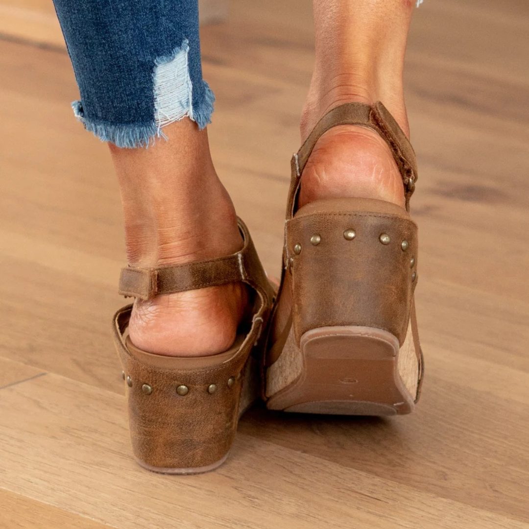 Suede Wedge Sandals with Cushioned Support