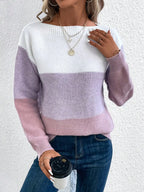 Women's Three-Color Patchwork Knit Sweater